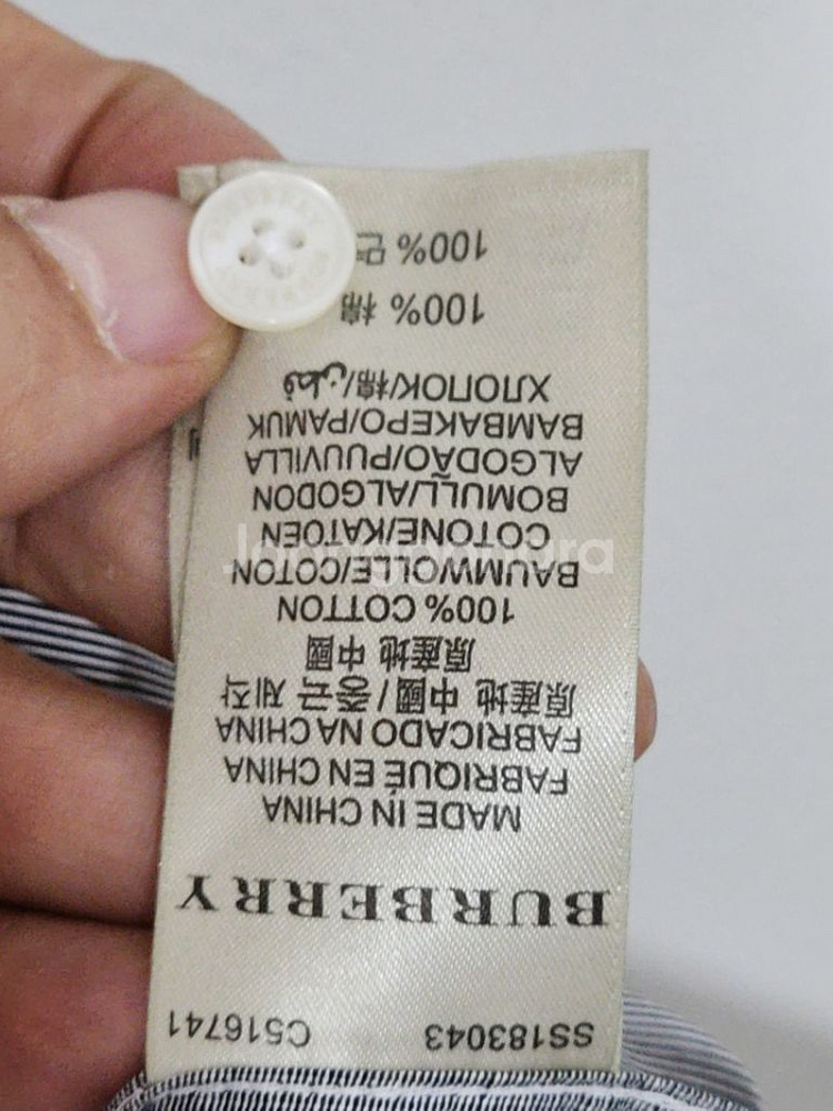 (M) 버버리 반팔셔츠 핀스트라이프 로고 남방 포켓--6