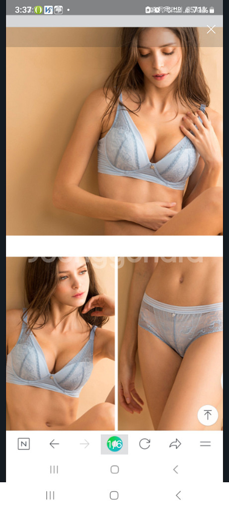 메종자르비 블루 노와이어 풀컵 브래지어 80B--1