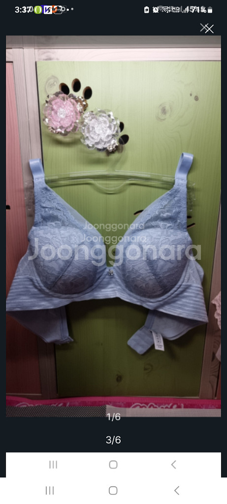 메종자르비 블루 노와이어 풀컵 브래지어 80B--3