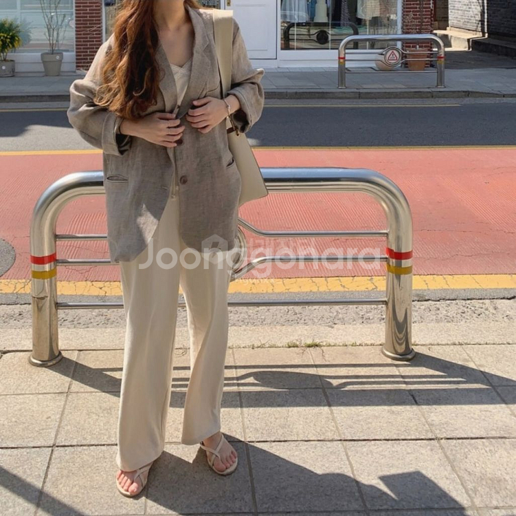 베이지 린넨 레이스나시 여름나시 빈티지나시 바다 라룸--7