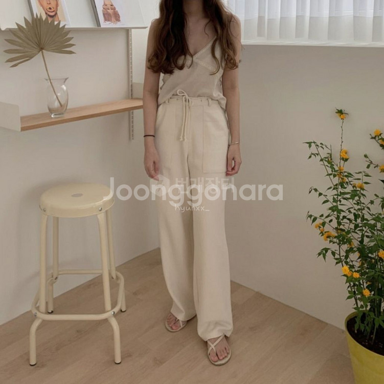 베이지 린넨 레이스나시 여름나시 빈티지나시 바다 라룸--1