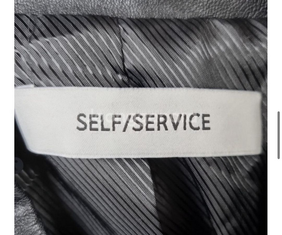 새상품 self/service 오버사이즈 레더 롱코트--3