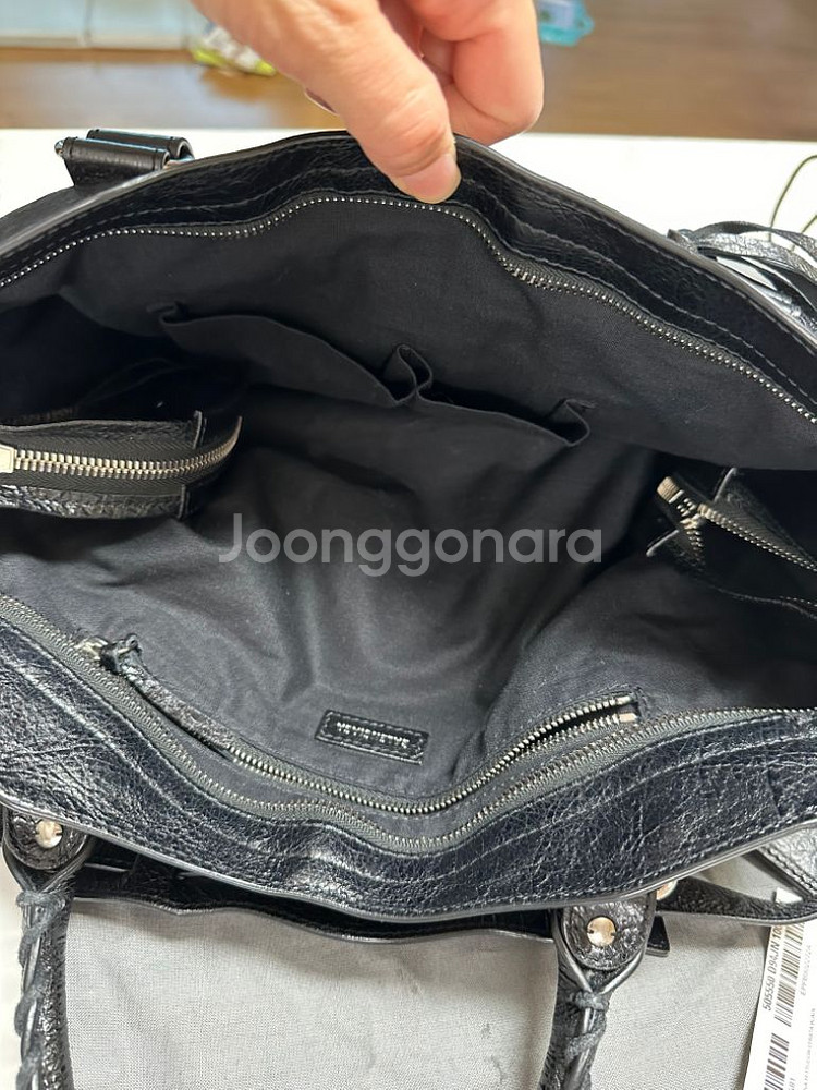 발렌시아가 정품 실버 은장 클래식 시티백 미디움 미듐--5
