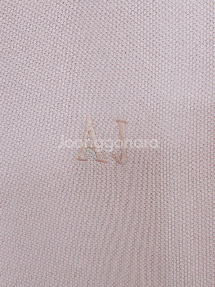 (M) 아르마니진 반팔 카라티 단색 피케 티셔츠--3