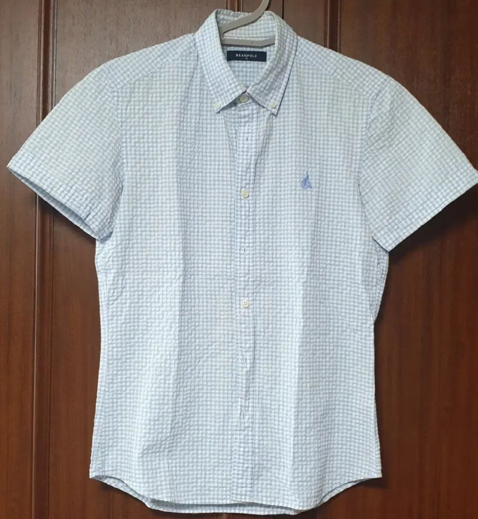 빈폴 블루 시어사커 반팔 셔츠 슬림핏 남성 (M) 95