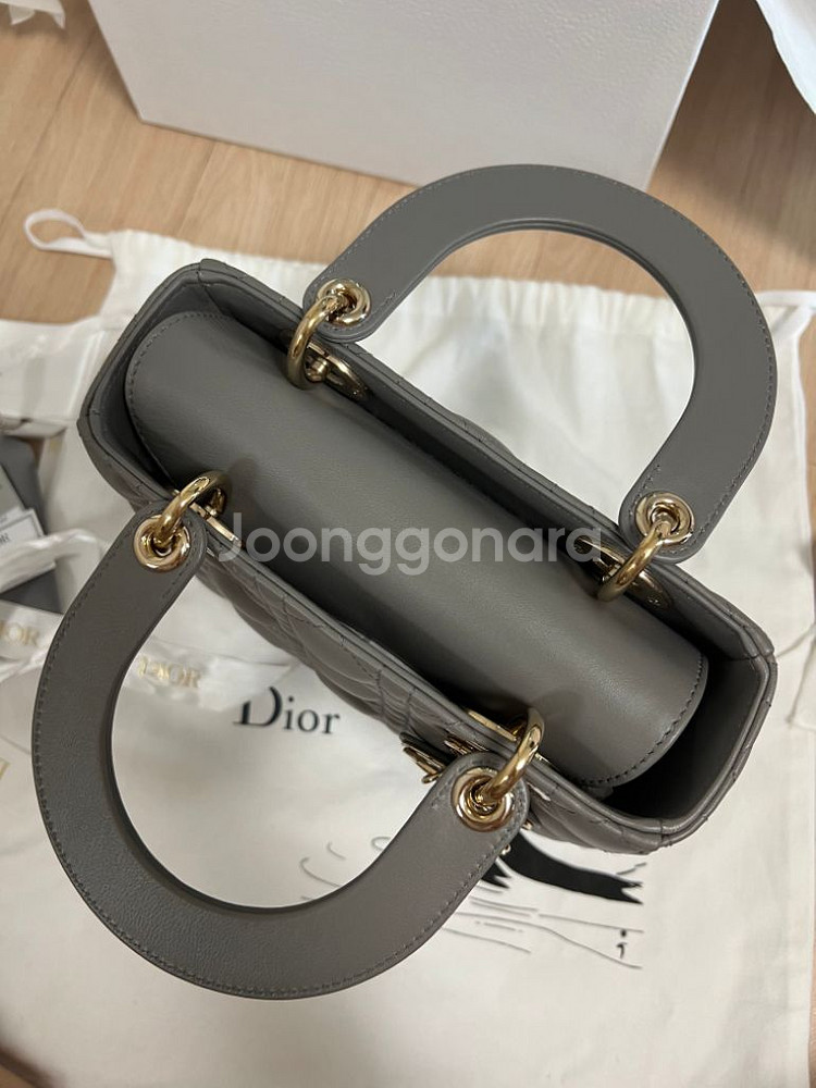 디올 레이디백 스몰 아이언 그레이--2