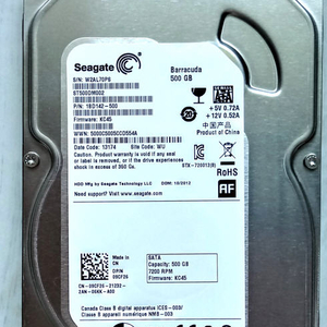 39시간 사용Seagate 500GB HDD,신품급