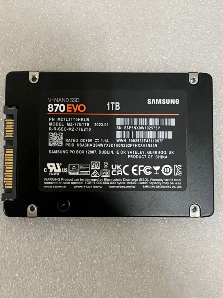 ssd 삼성870evo 1tb, 1테라 팝니다. (택포