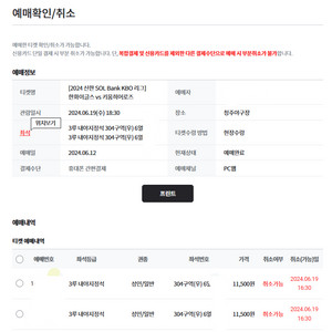 6월19일 한화vs키움 청주야구장 3루자리