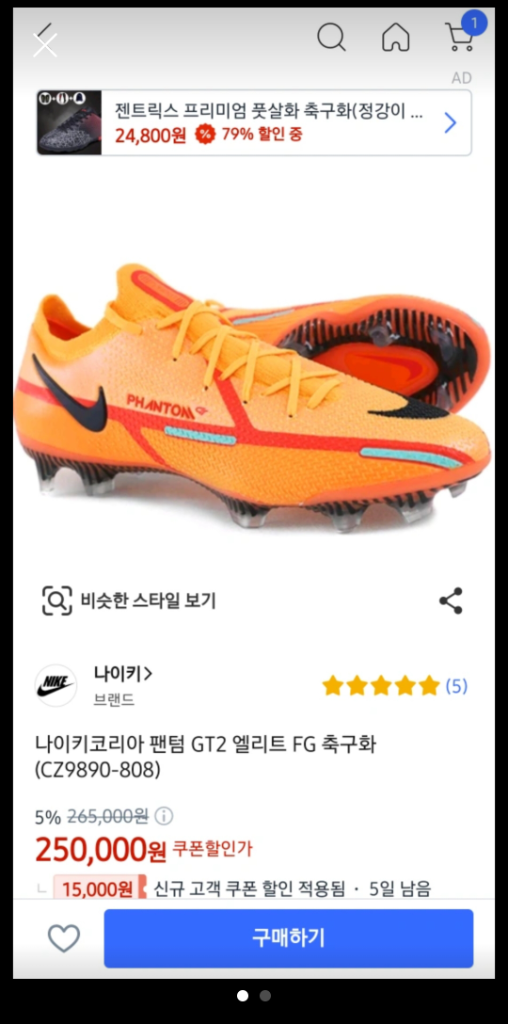 나이키 팬텀 GT2 엘리트 FG 축구화