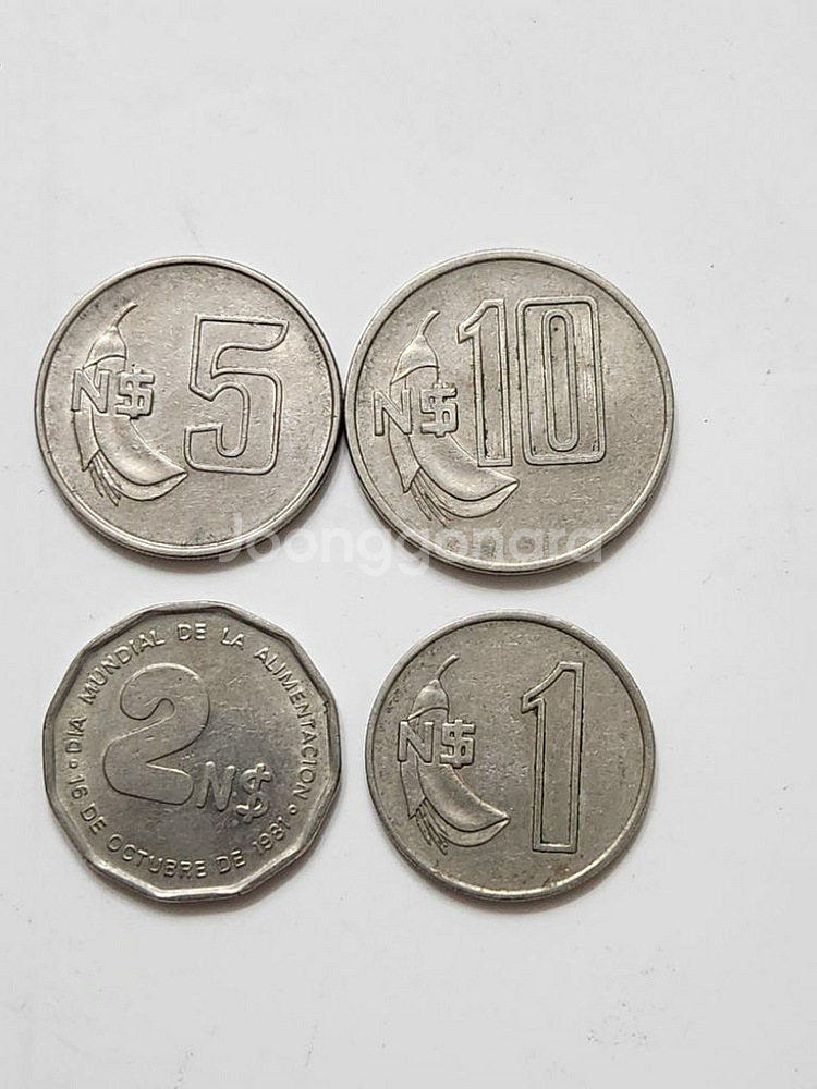 외국동전, 옛날 우루과이 주화 4점 일괄--1
