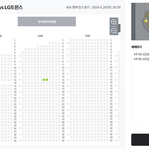 6/20 기아타이거즈 엘지트윈스 3루 k5 2연석 정가