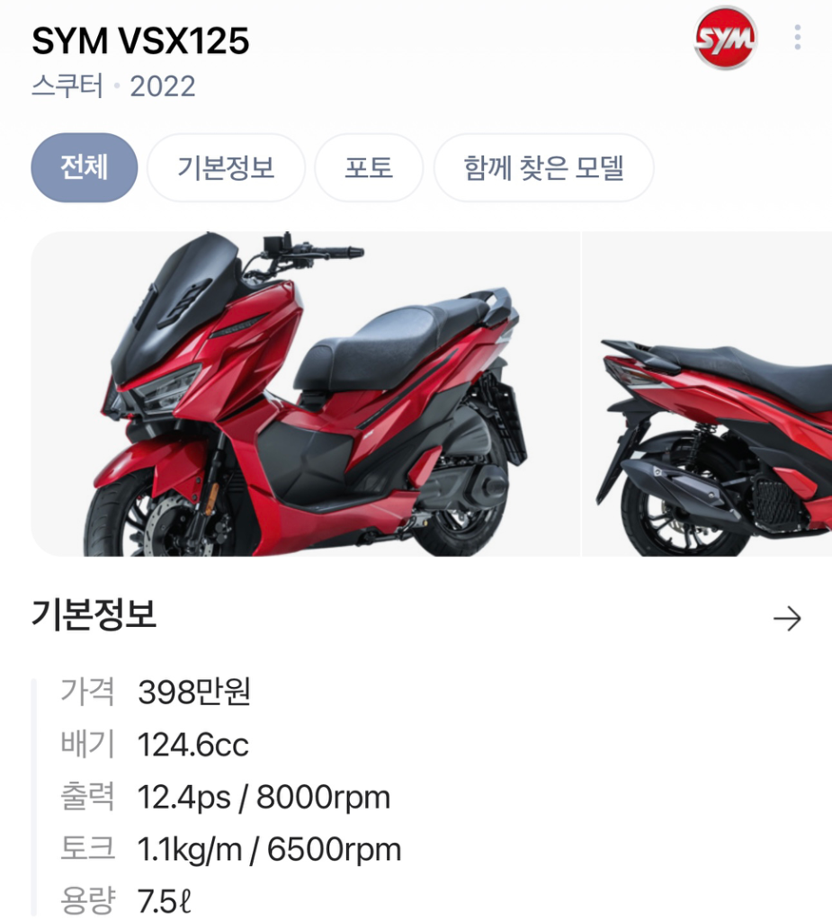 부산 22년식 VSX125신차 팔아요. 개인