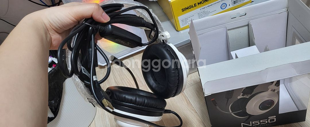 앱코 N550 유선 헤드셋 (화이트) + 이어패드--1