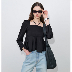 마론에디션 Black Flare Blouse