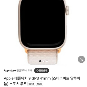 애플워치 9 41mm GPS 스타라이트 알루미늄 루프