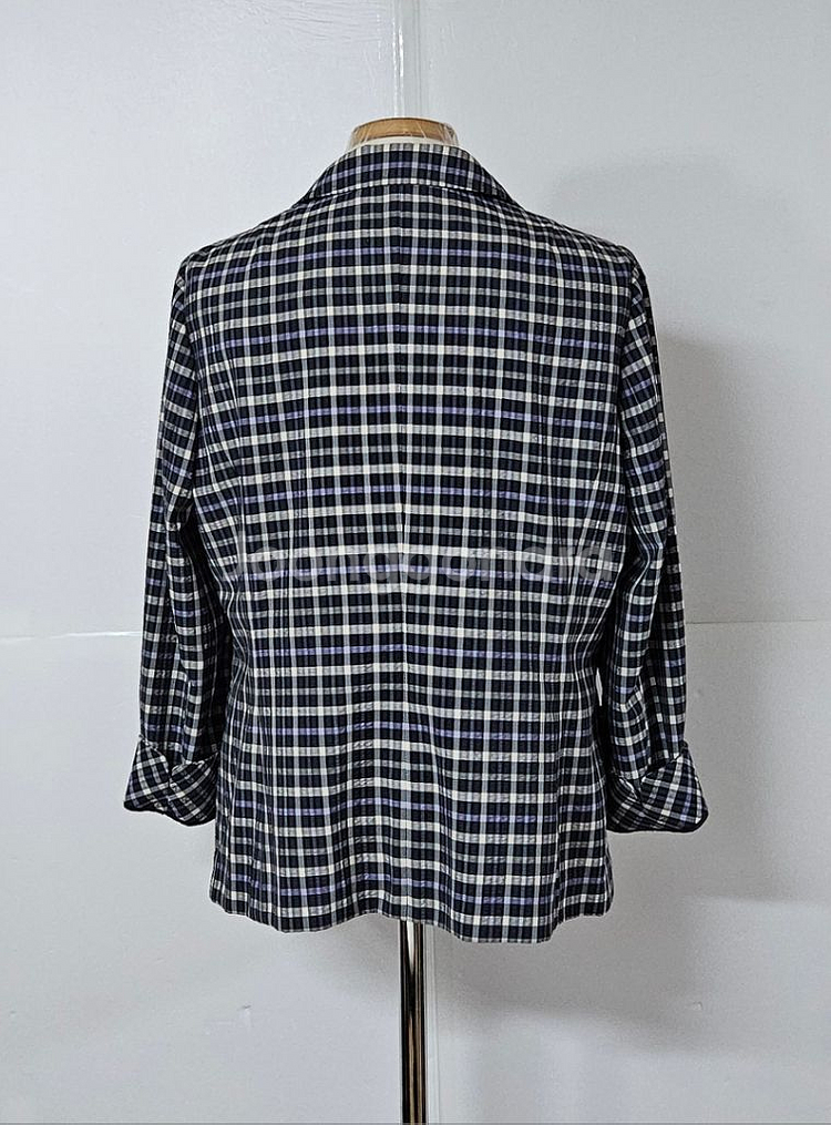 66)DAKS 닥스 여성 견 모 혼방 체크자켓--2