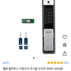 웰콤 솔리티 지문인식 푸시풀 도어락 WSP-2500B