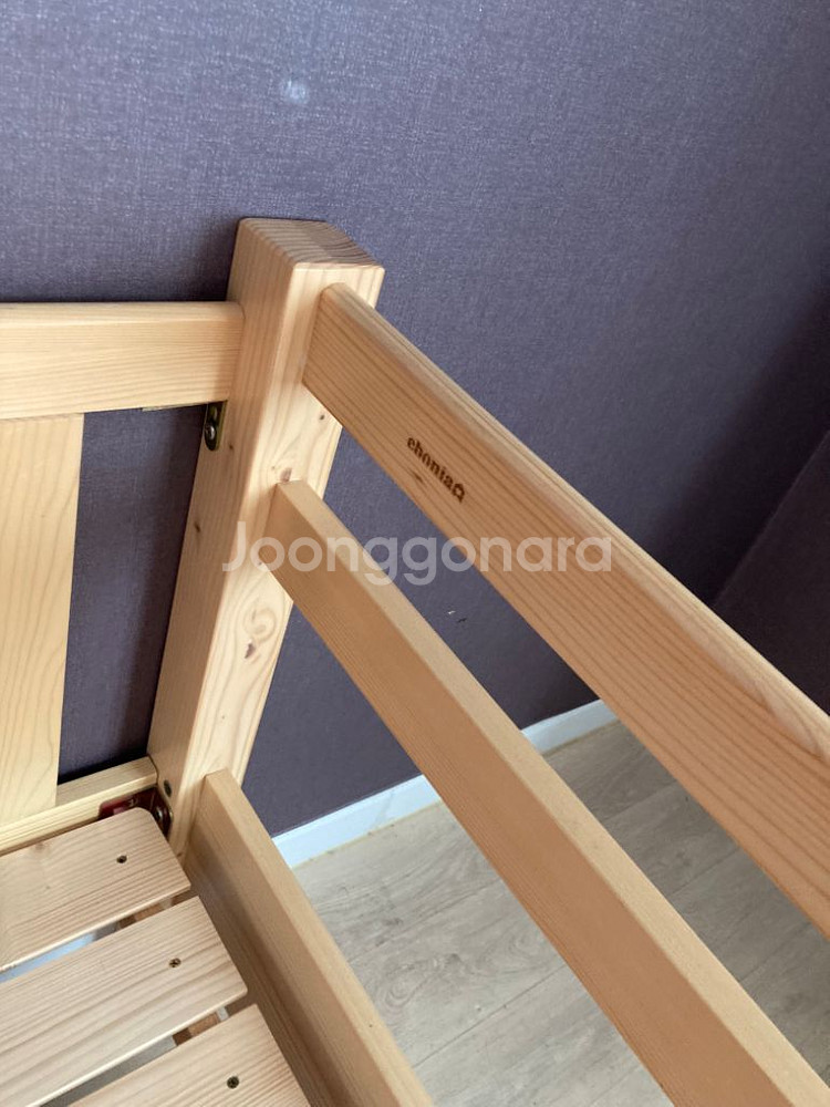 수원) 에보니아 원목 평상침대 (싱글) 벙커침대--5