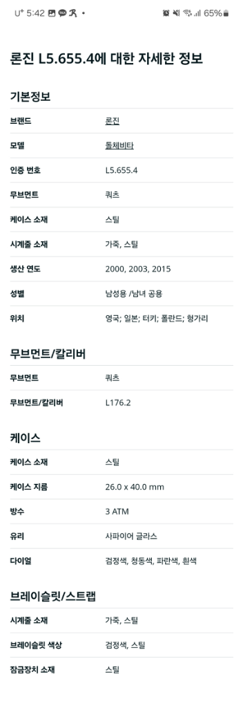 론진 돌체비타 남성용 L5.655.4 Longines--9