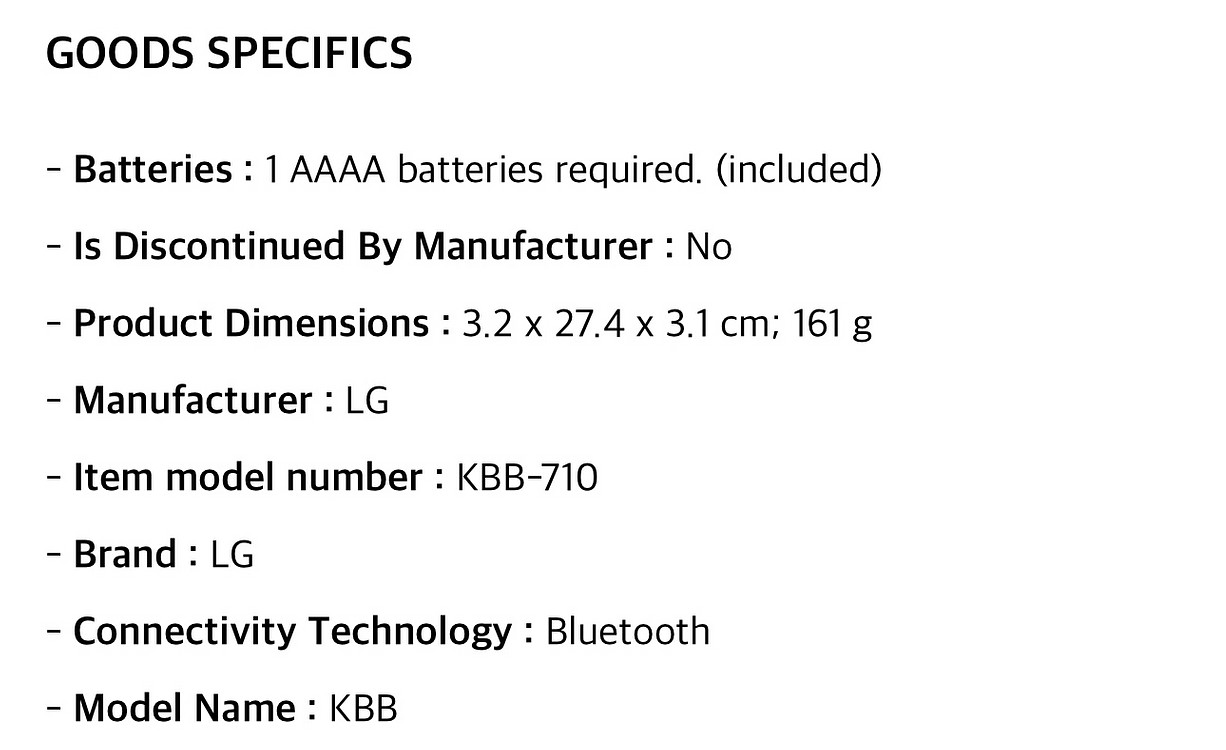 LG 블루투스 접이식 무선 롤리 키보드 KBB-710--2