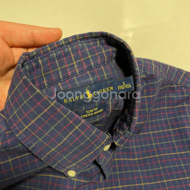 정품 폴로 랄프로렌 스트레치 옥스포드 네이비 체크 셔츠--5