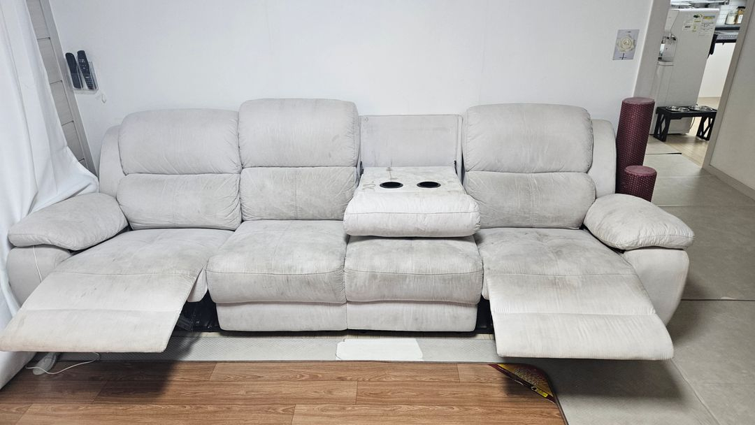 소파 삼익 리클라이너 4인쇼파 아이보리--2