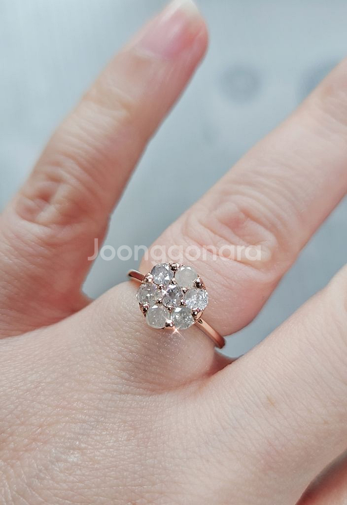 14k 로즈골드 아이스 러프다이아 0.7ct 반지 9호--7