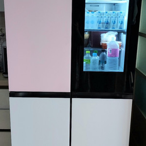 Lg 오브제 노크온 냉장고 핑크+베이지
