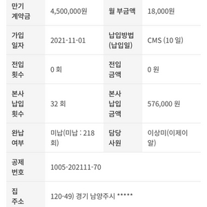 더피플라이프 520. 450 32회 576,000원납입