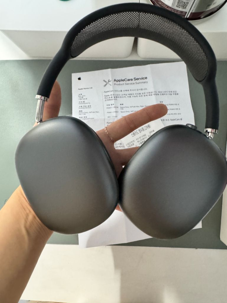리퍼교체 미사용 애플 에어팟맥스 그레이 풀박--1