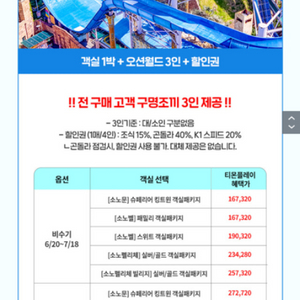 홍천 비발디파크 7월7일 숙박 + 오션월드3인 + 구명