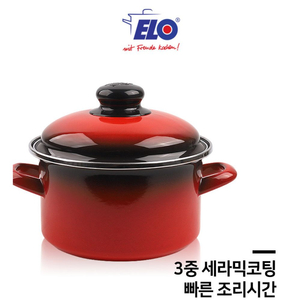 ELO 빨강법랑 깊은형/ 16cm/양수냄비