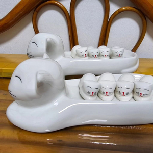 세라믹 고양이 가족 수저받침.미사용