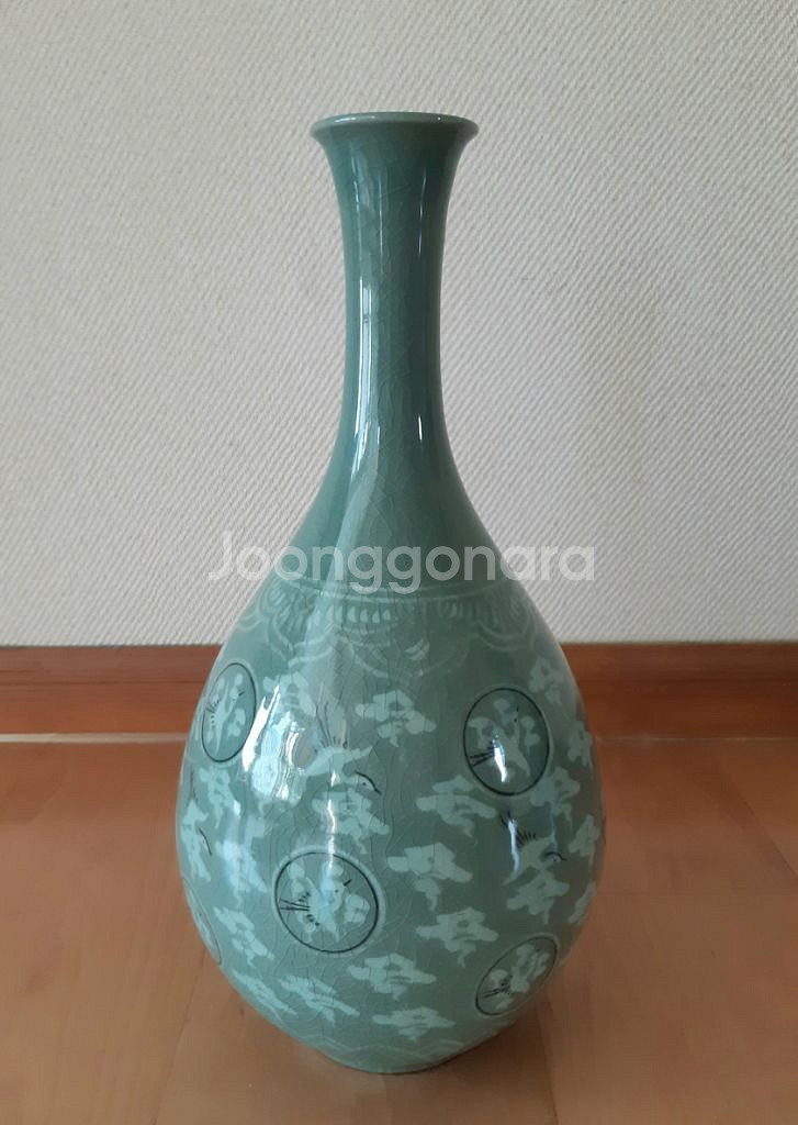 한국전통 청자 운학 매/주병 도자기set (작가 낙--2