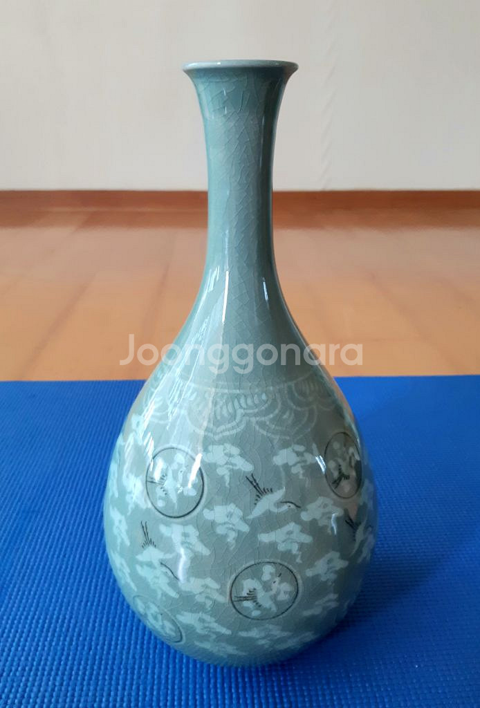 한국전통 청자 운학 매/주병 도자기set (작가 낙--4