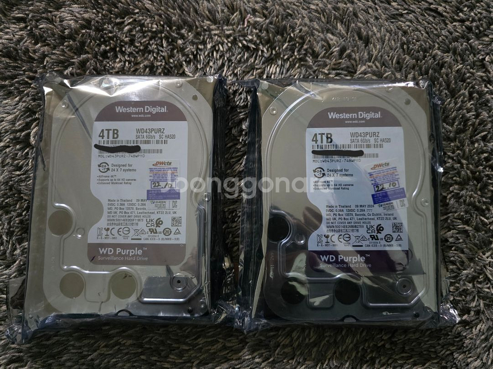 WD 4TB 퍼플 WD43PURZ 미개봉 국내정품 판매--2