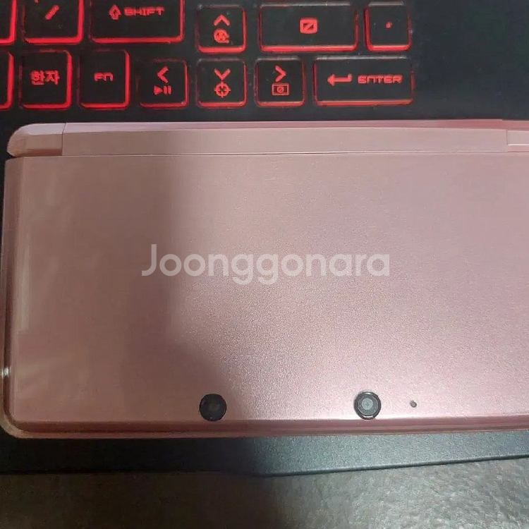 3ds 핑크+정품충전기+아미보리더기+펜--1