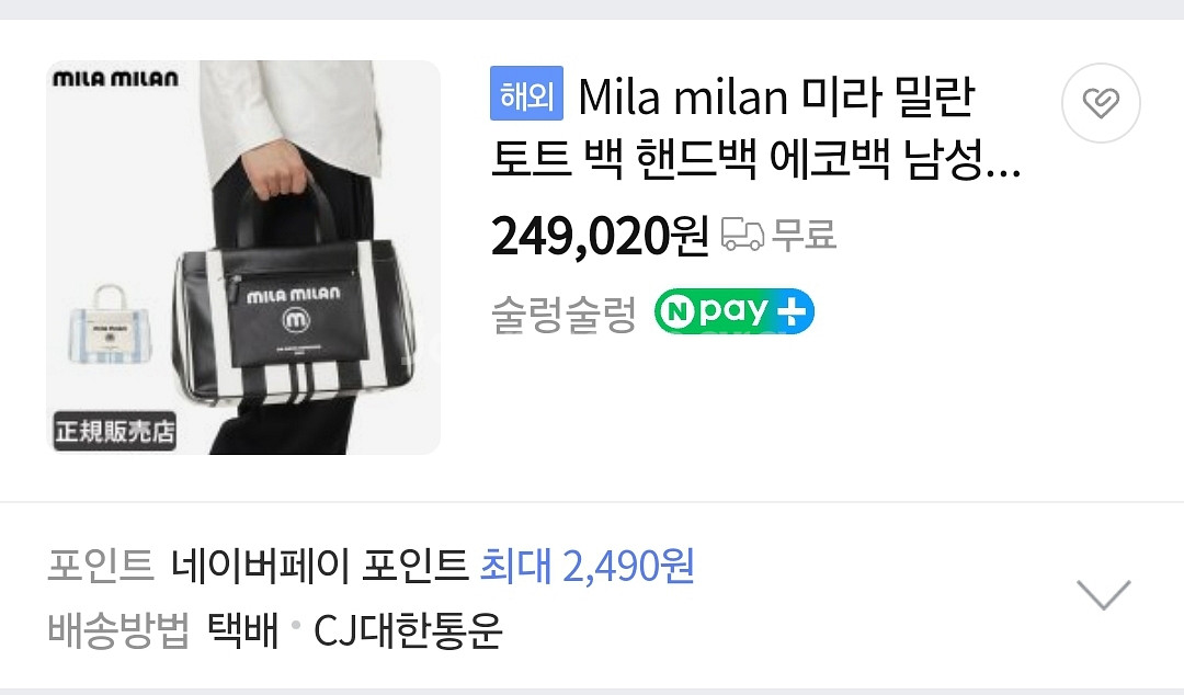 이탈리아 (미라 밀란) 남성 토트백--7