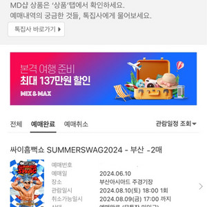 싸이흠뻑쇼부산 1000번대초반 SR 스탠딩나구역 연석