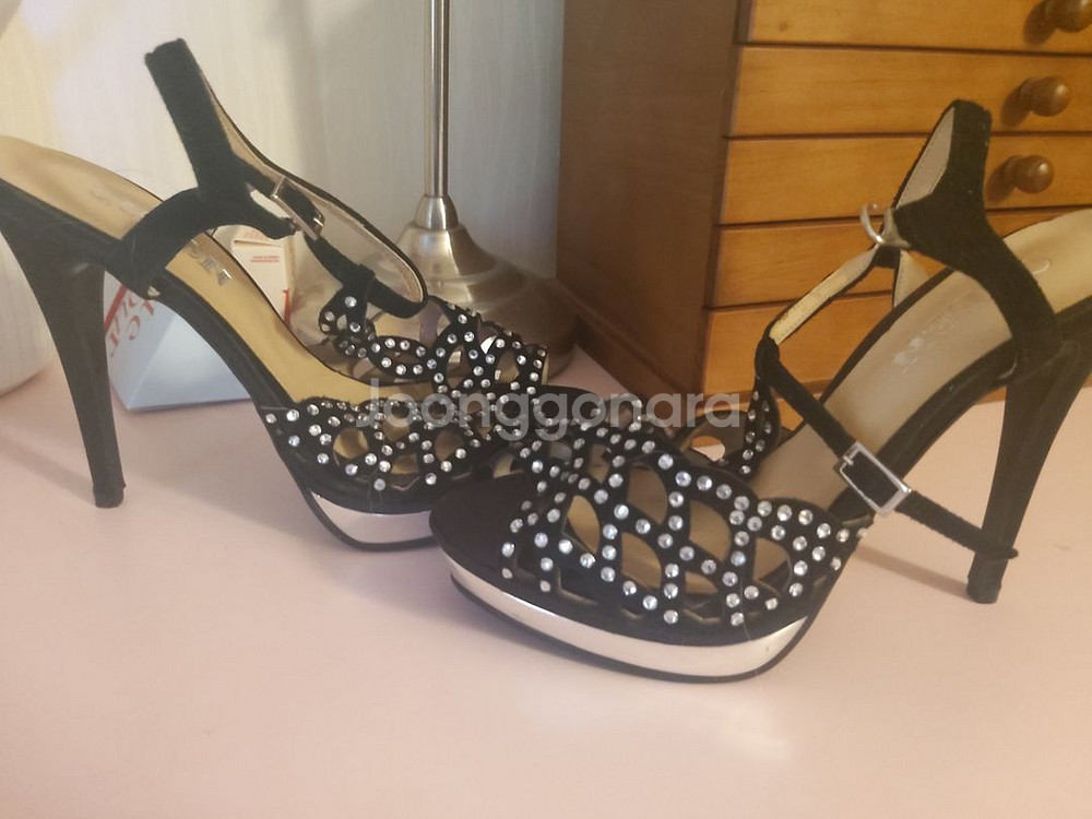 새틴 보석 큐빅 가보시 하이힐--2