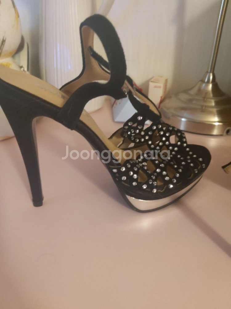 새틴 보석 큐빅 가보시 하이힐--1