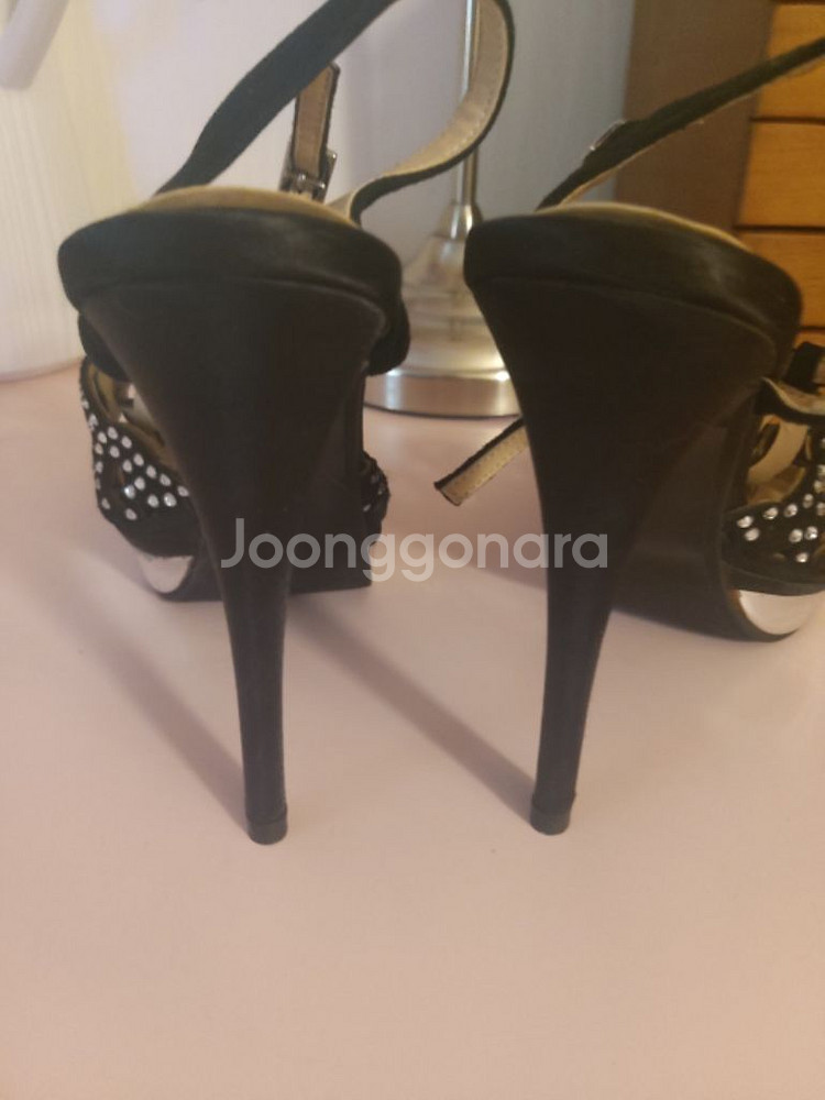 새틴 보석 큐빅 가보시 하이힐--3