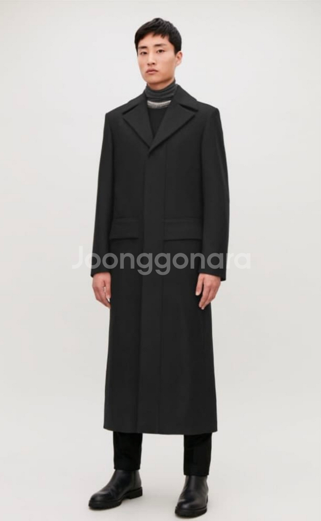 COS 18fw 벨티드 울 롱코트 48사이즈 팝니다--1