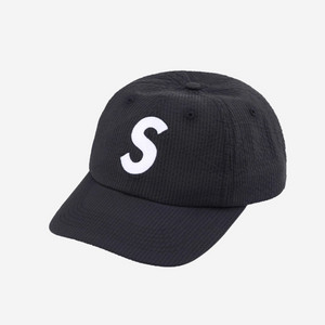 슈프림 시어서커 S 로고 볼캡 모자 블랙