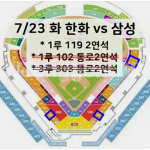 7/23 한화 vs 삼성 1루, 3루 내야지정석(연석)