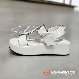 [신상_새상품] 235 T스트랩 샌들 화이트 통굽4cm