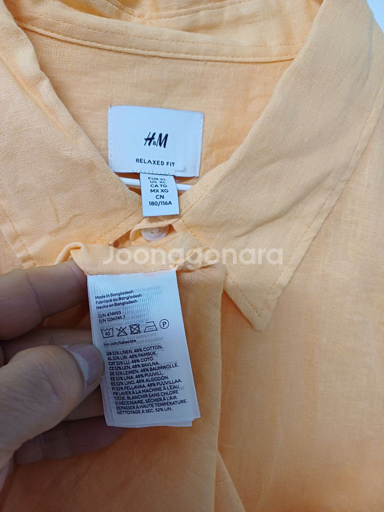 남성 H&M 반팔 린넨셔츠 (새상품.오버핏110)--3
