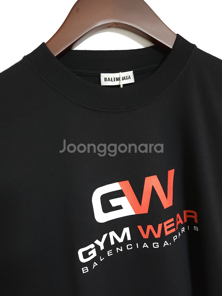 [M] 발렌시아가 짐 웨어 로고 여성 반팔 티셔츠--1