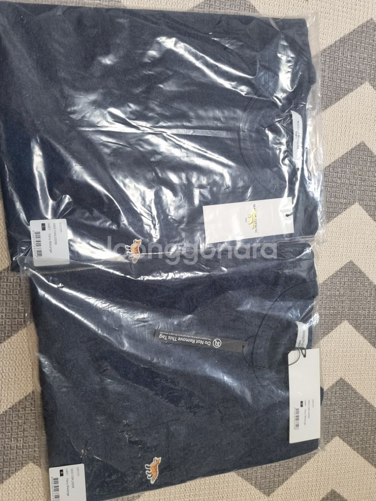 메종키츠네 베이비폭스 멜란지 네이비 반팔--1